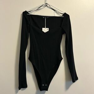 Zara Sweetheart Neckline Black Bodysuit
